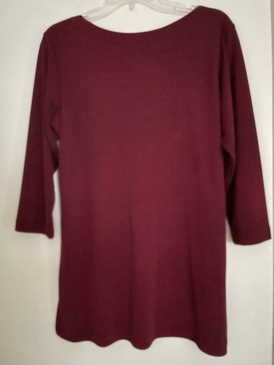 Chandler Hill Tops - Women's Burgundy 3/4 Sleeve Boat Neck Tunic Top